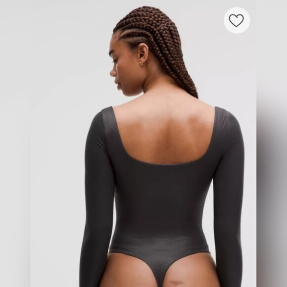 NWT Wundermost UltraSoft Nulu SquareNeck LongSleeve BodysuitShine Black M - Picture 3 of 13